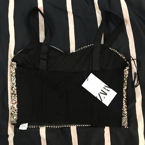 Zara NWT bustier top w/ sequins - Picture 2 of 3